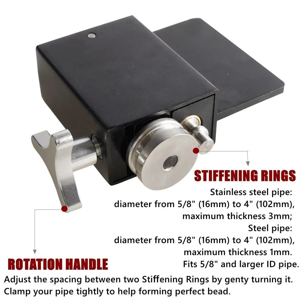 Pipe Tubing Beader Tool Heavy Duty Manual Bead Roller for 16mm+ ID Tubing Intake and Intercooler Pipe Forming Tool