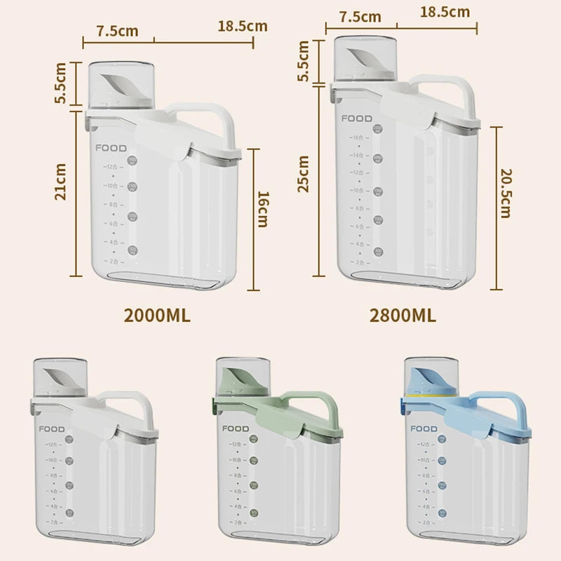 Airtight Food Storage Container 2000 mL Pour Spout and Measuring Cup - White