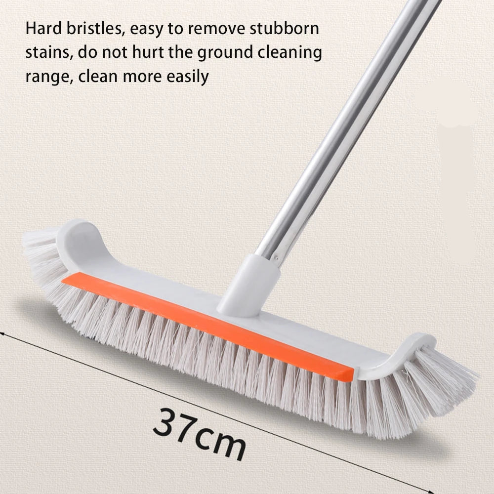 Floor Scrub Brush with Adjustable Handle 2-in-1 Scraper and Stiff Bristle Floor Cleaner 37cm – Orange