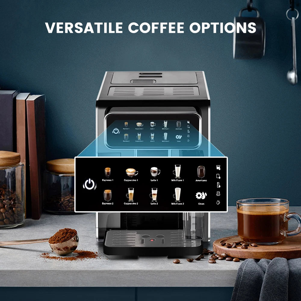 Coffee Machine 1200W Automatic Espresso Maker with Milk Frother Touch Control – Black