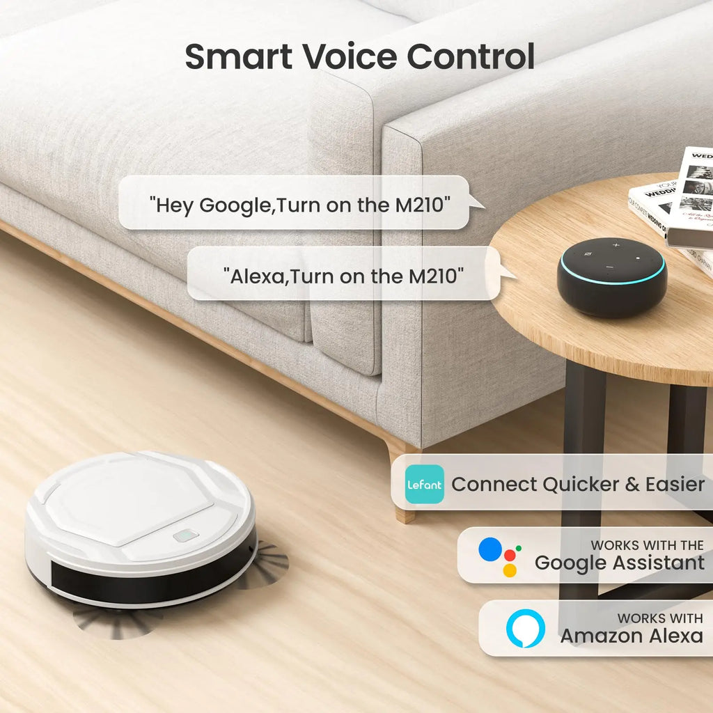 Robot Vacuum Cleaner 2200Pa Smart Navigation WiFi App Control Self-Charging – White
