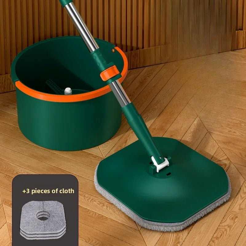Spin Mop Bucket Set 360° Flat Floor Cleaning Mop with 3 Microfibre Cloth Pads