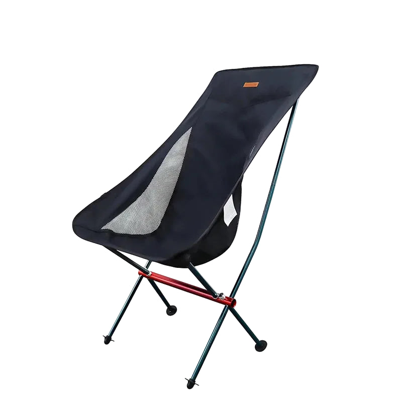Camping Folding Chair 1.3kg Ultralight High Back Portable Outdoor Seat – Black