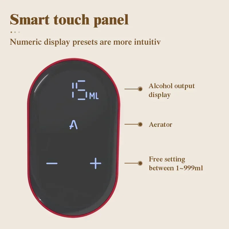 Smart Electric Digital Wine Dispenser for Over 100 Bottle Types with Type-C Recharge - Black