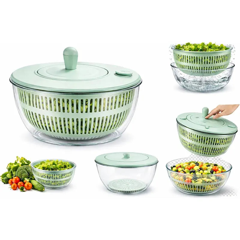 7-Piece Multifunction Salad Spinner Set Vegetable Washer Chopper Slicer Grater – White