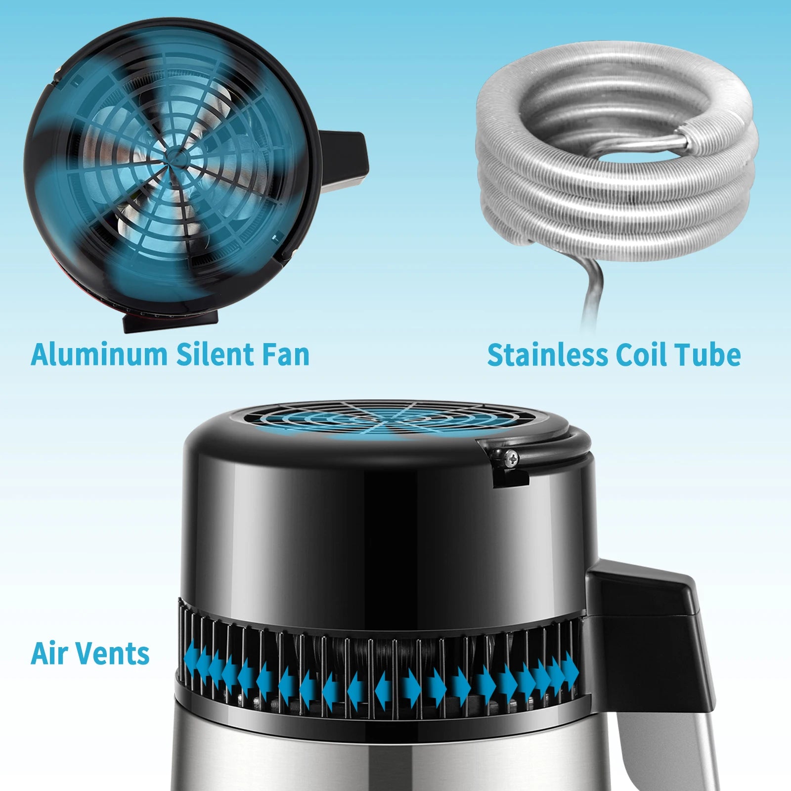 4L Water Distiller Purifier – Filtered Drinking Bottle with Softener, Temp Display & Overheat Protection for Home - Silver