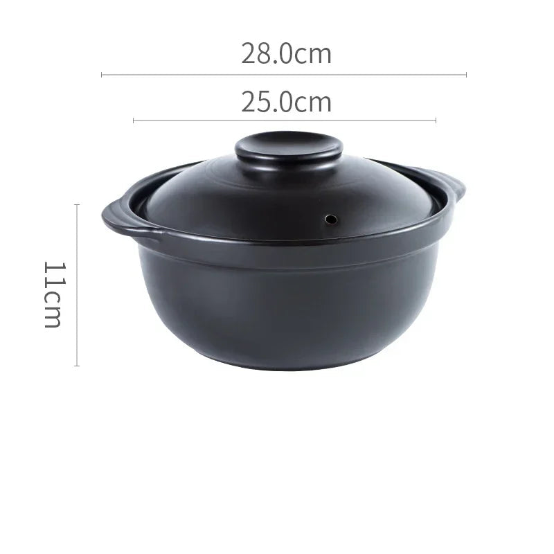 Ceramic Casserole Pot 2.6L Deep Soup Clay Pot with Lid for Gas Stove Cooking