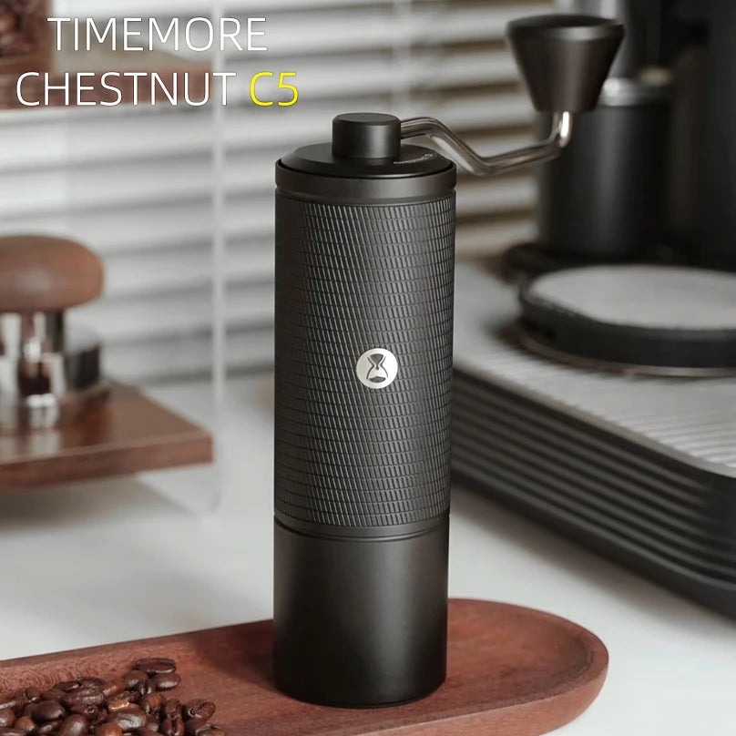 Manual Coffee Grinder Portable Hand Burr Grinder 42mm Stainless Steel Adjustable Settings - Black