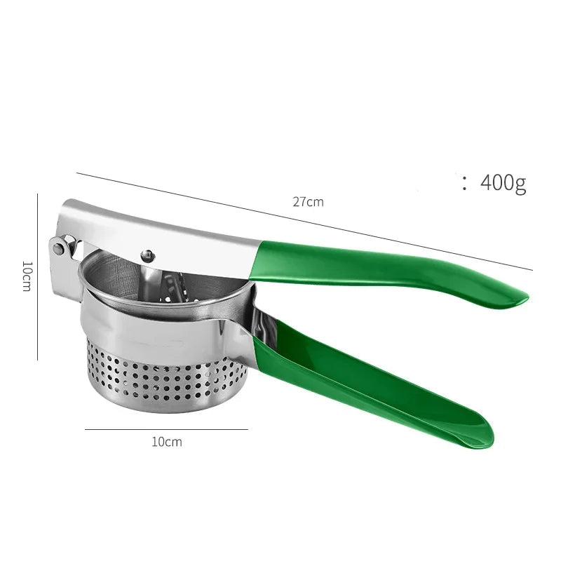 Stainless Steel Potato Ricer Manual Masher with 3 Interchangeable Discs – Green