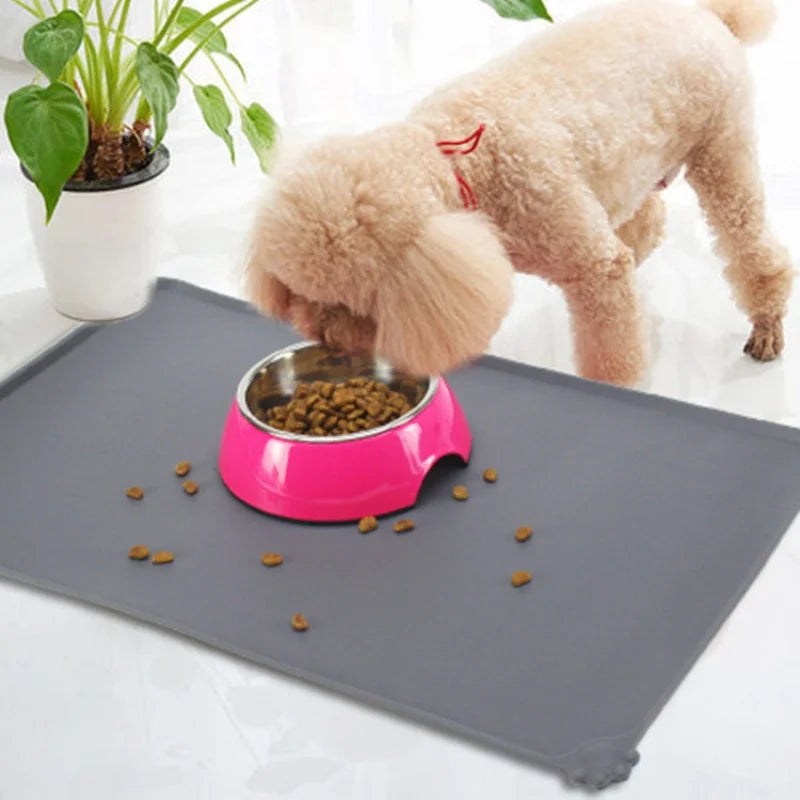 Pet Meal Mat Silicone Waterproof Anti Slip Feeding Bowl Placemat for Dogs - Blue