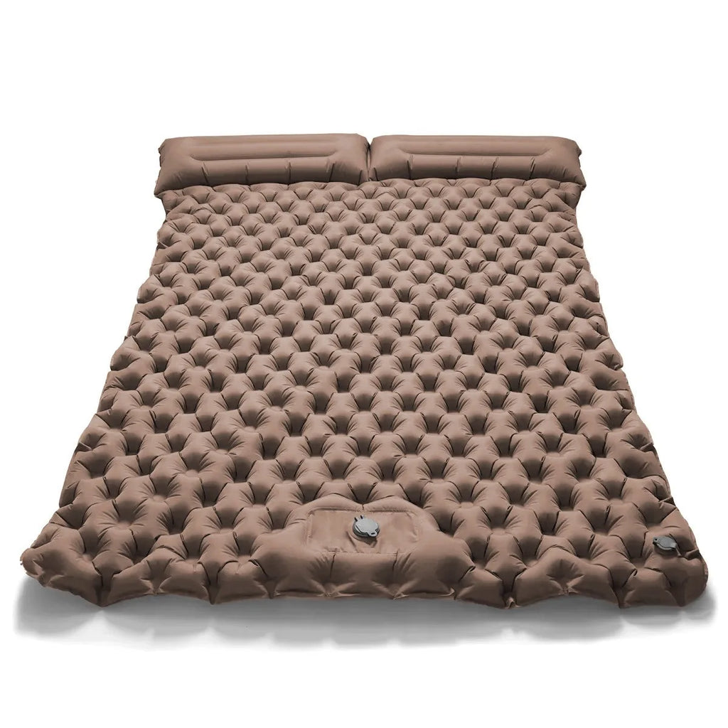 Camping Sleeping Pad Double Inflatable Mattress 200cm Portable Ultralight Folding Bed - Desert Yellow
