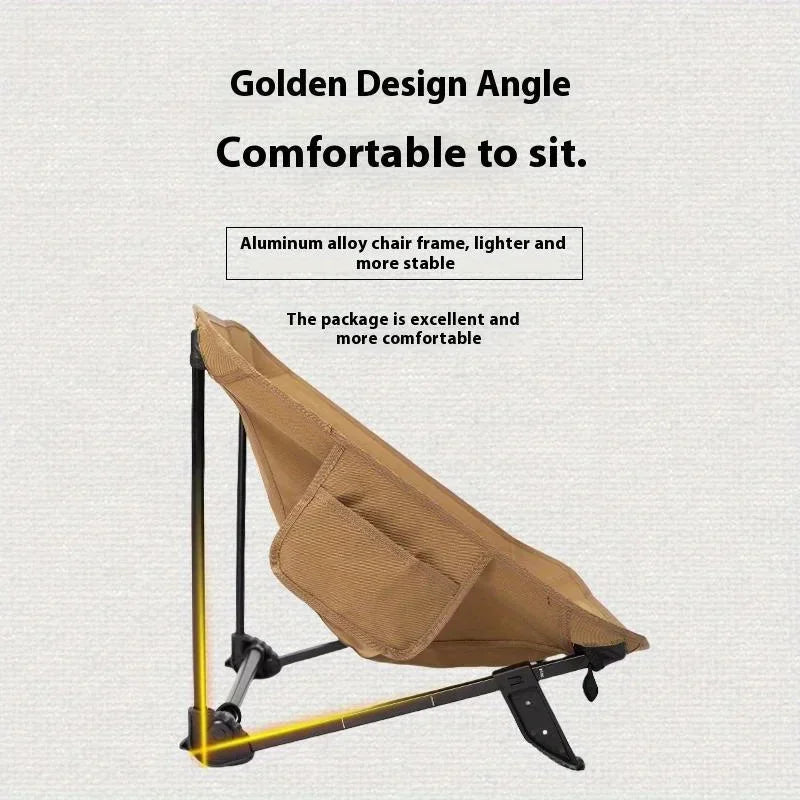 Camping Folding Chair Aluminum Alloy Ultra Lightweight Beach Seat - Khaki