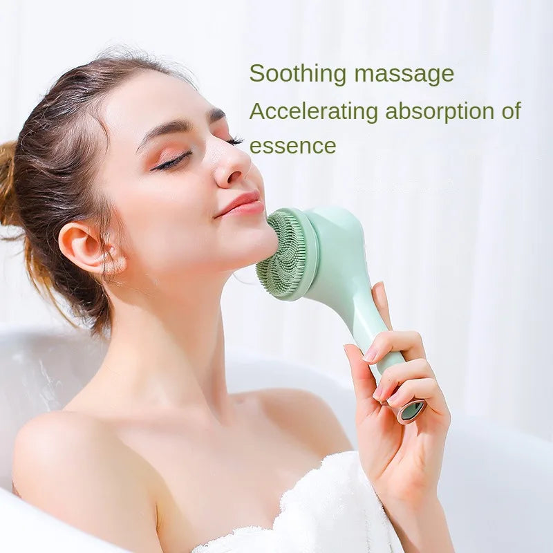 Electric Bath Brush 3 Gear Rechargeable IP67 Waterproof Long Handle Shower Scrubber - Green