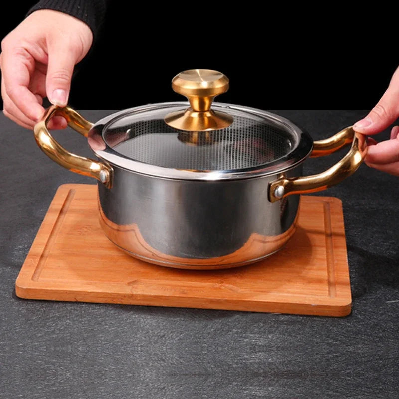 Hot Pot Set 22cm Stainless Steel Soup Pot with Heating Stove and Glass Lid