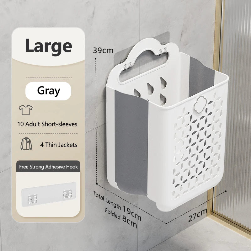 Laundry Basket Foldable PP Plastic Storage Hamper with Handles - Grey
