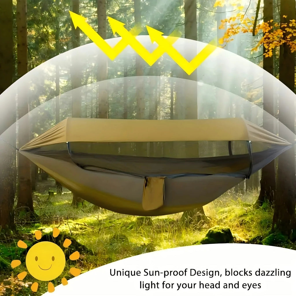 Camping Hammock Quick Open Mosquito Net Outdoor Travel Hammock - Brown