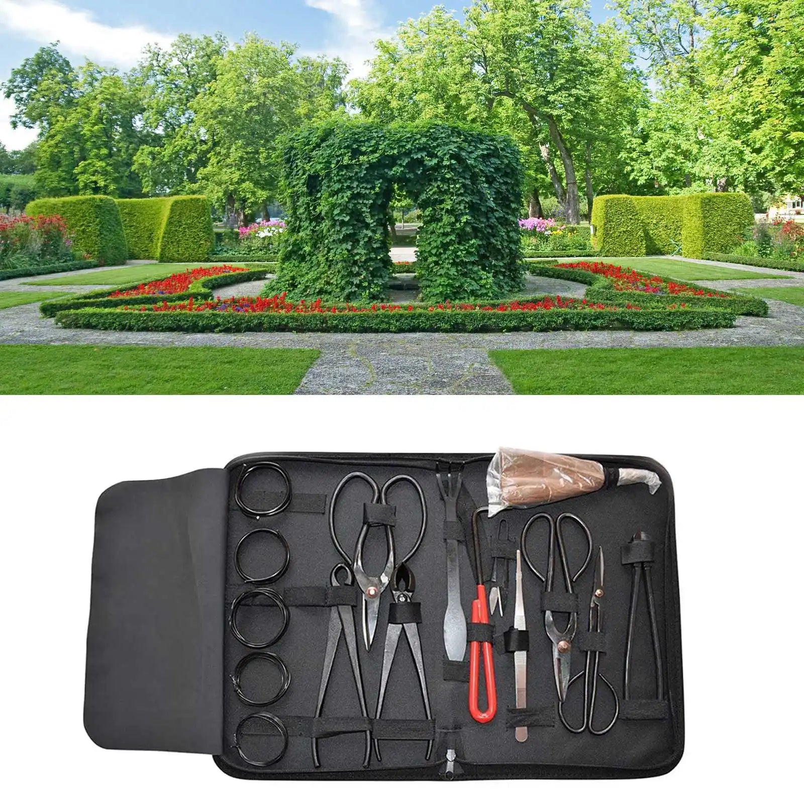 Bonsai Pruning Tool Set Heavy Duty 16 Piece Stainless Steel Gardening Shears Kit with Storage Case
