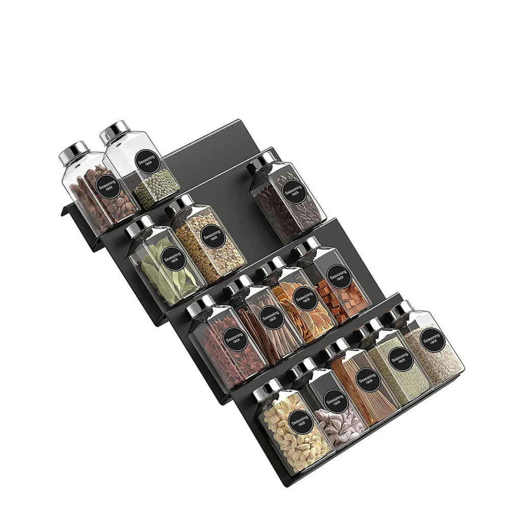 4 Tier Adjustable Acrylic Spice Drawer Organizer Expandable Seasoning Rack Tray – Black