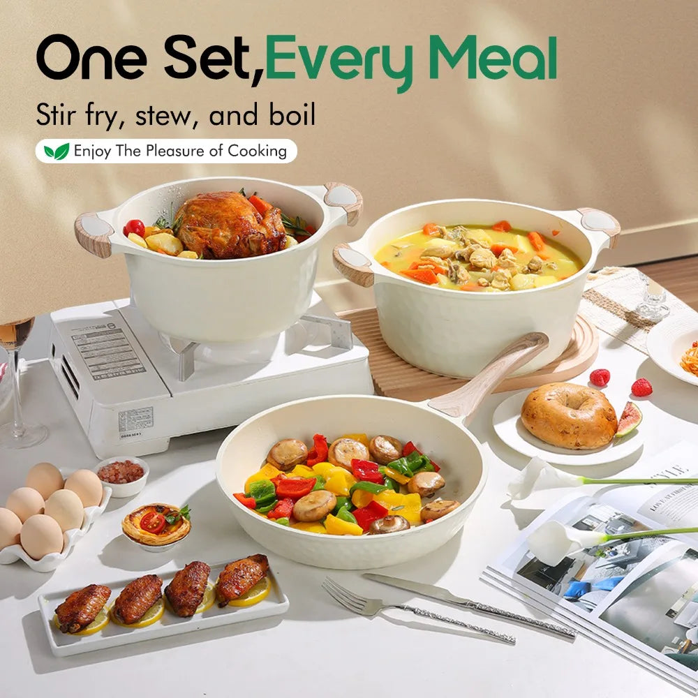 10-Piece Nonstick Pots and Pans Set with Pan Protectors – Rose Gold