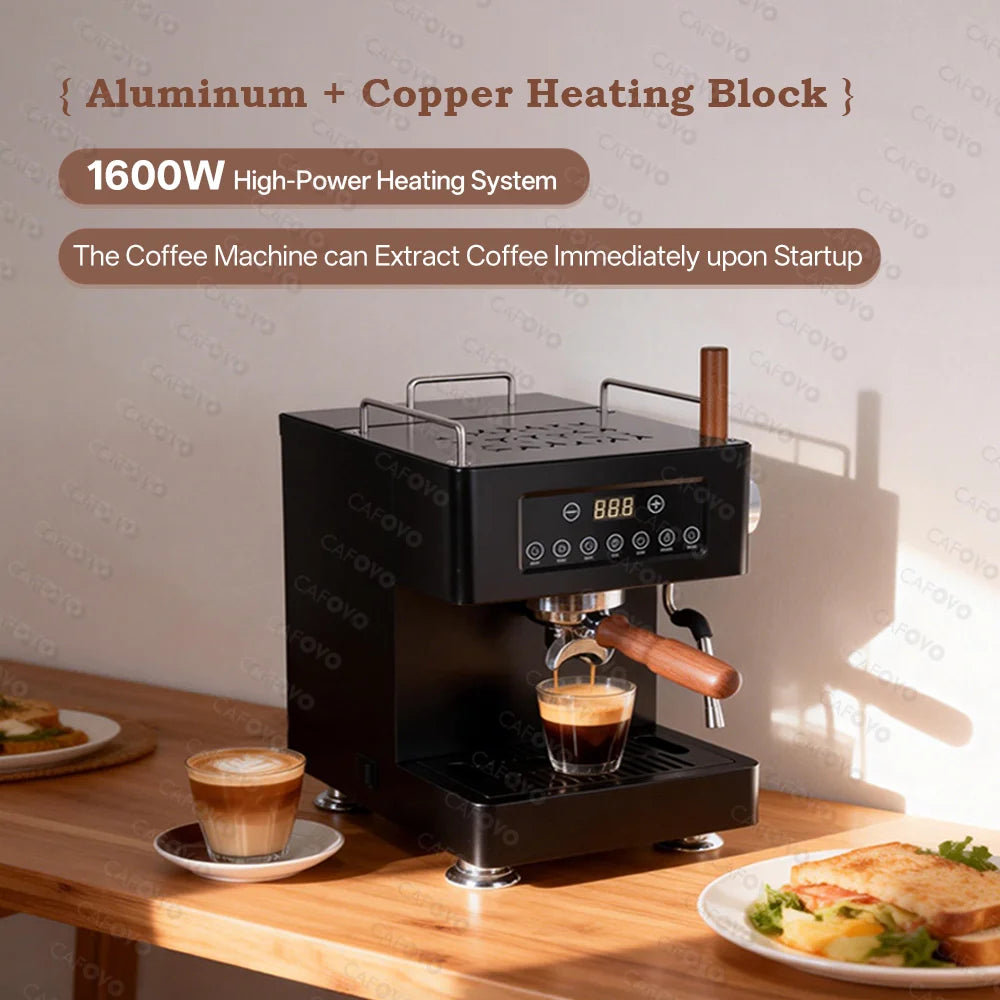 Coffee Machine 2L 1600W Dual Thermoblock Semi Automatic Espresso Maker – Black