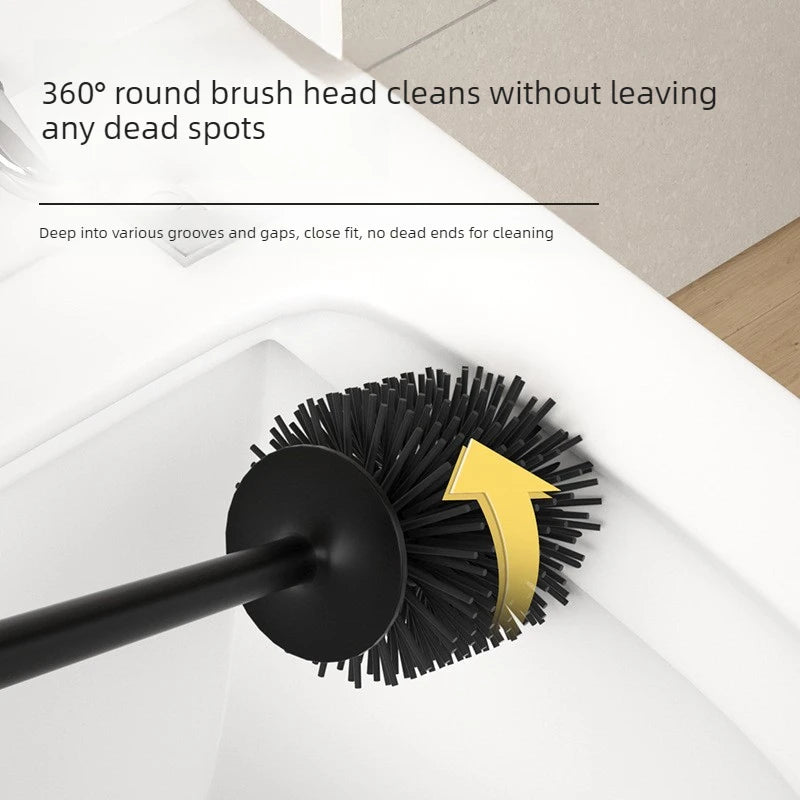 Toilet Brush Floor Standing Soft TPR Silicone Head Bathroom Cleaner - White