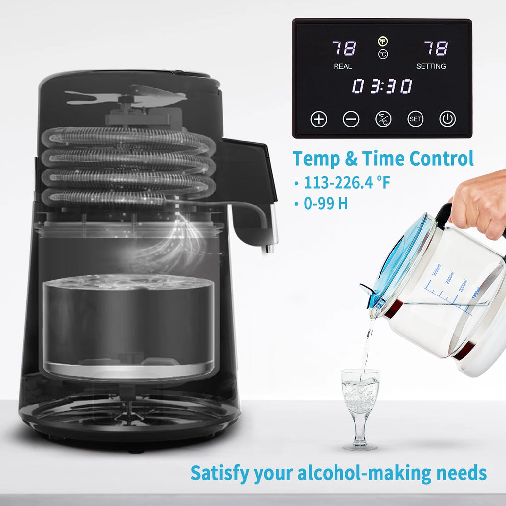 4L Water Distiller Purifier – Filtered Drinking Bottle with Softener, Temp Display & Overheat Protection for Home - Silver