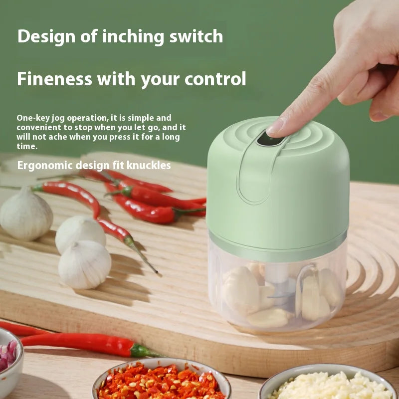 Electric Food Chopper 250mL USB Rechargeable Mini Garlic Meat Vegetable Grinder – Green