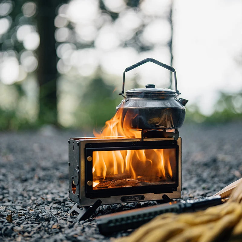 Mini Camping Stove Portable Stainless Steel Folding Firewood Stove - 1 Pc