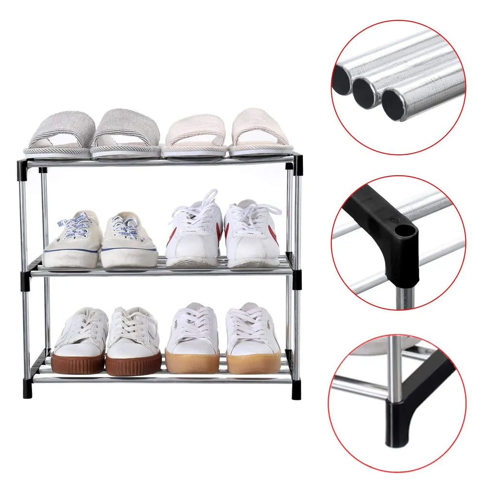 3 Tier Shoe Rack Lightweight Space Saving Storage Organizer for Entryway Closet and Dormitory – Blue