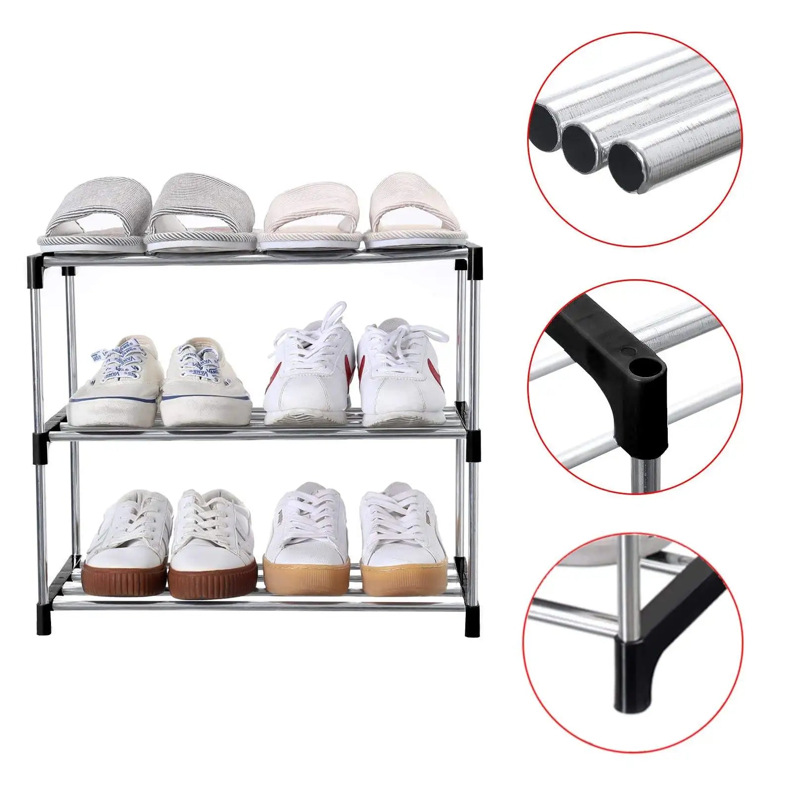3 Tier Shoe Rack Lightweight Space Saving Storage Organizer for Entryway Closet and Dormitory – Blue