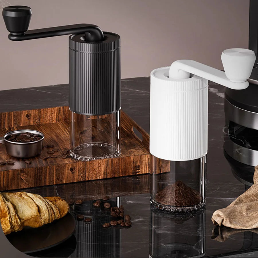 Manual Coffee Grinder Adjustable Ceramic Burr Hand Crank Coffee Bean Mill Portable Black