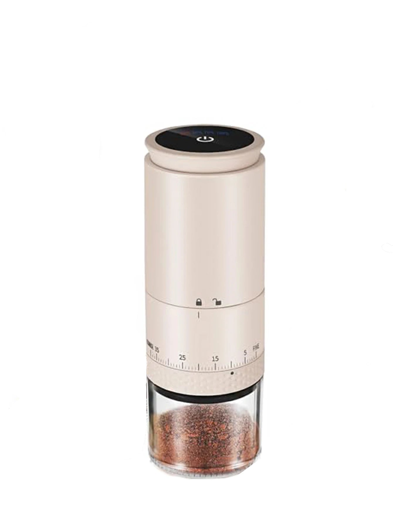 Coffee Mill Electric Portable 1500mAh USB Rechargeable Adjustable Ceramic Burr – White