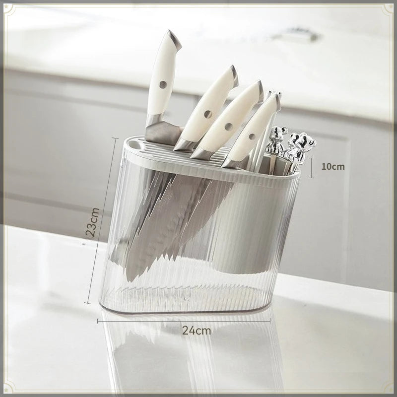 Knife Holder PP Countertop Storage Rack Detachable Kitchen Utensil Organiser - Grey