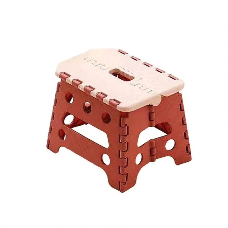 Foldable Plastic Step Stool Portable Camping Seat Heavy Duty Folding Chair Large – Pink