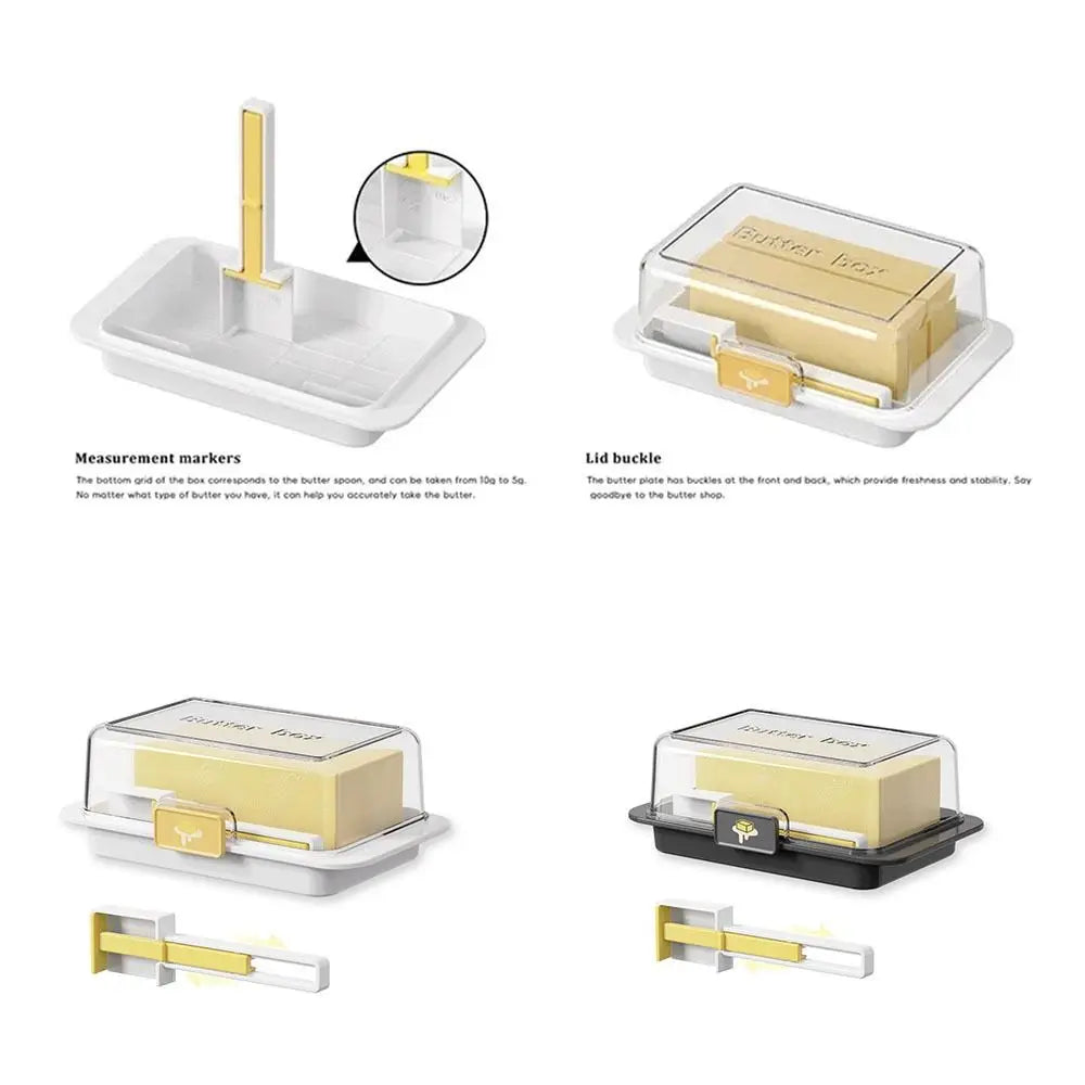 Butter Storage Box with Clear Lid Butter Keeper Cheese Container with Spreader – White