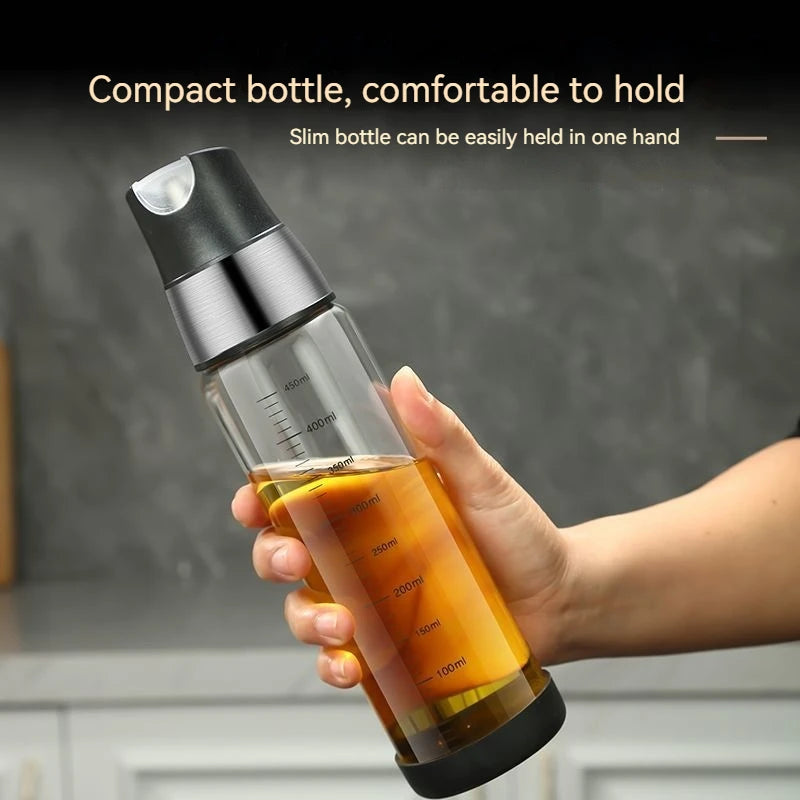 Oil Dispenser Bottle Heat Resistant Glass Automatic Pouring Leak Resistant 500mL Kitchen Jar - Black