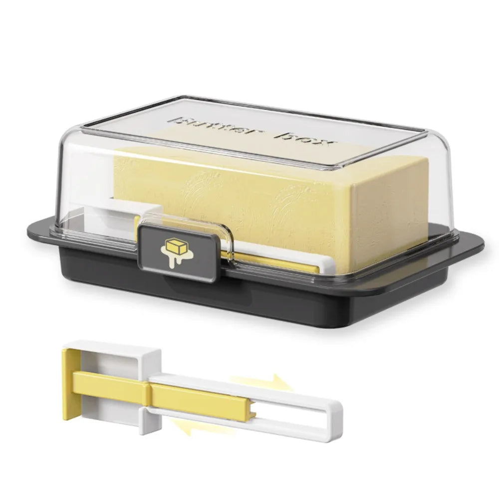 Butter Storage Box with Clear Lid Butter Keeper Cheese Container with Spreader – Black