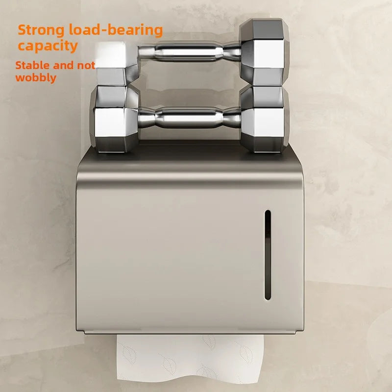 Large Waterproof Wall Mounted Toilet Paper Holder with Storage Shelf Aluminium Alloy Tissue Box – White