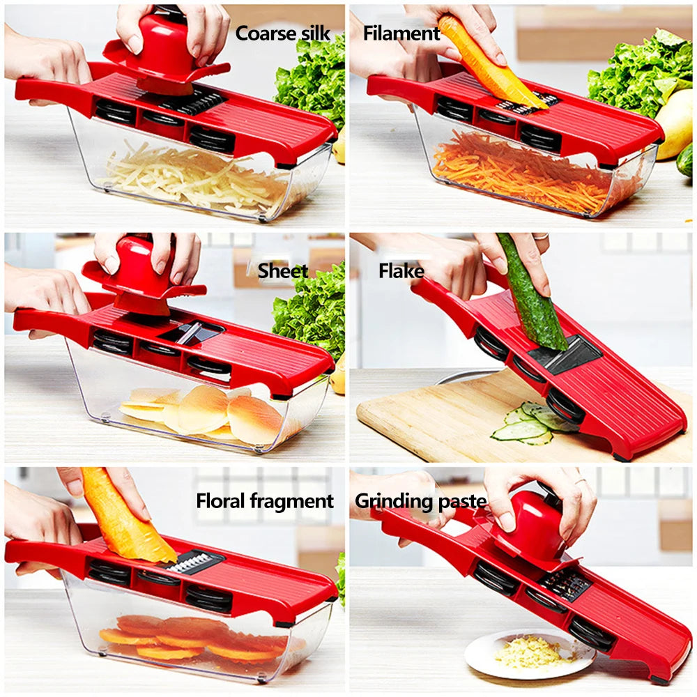 Multifunctional Vegetable Cutter Slicer Grater Potato Peeler Cheese Shredder – Blue
