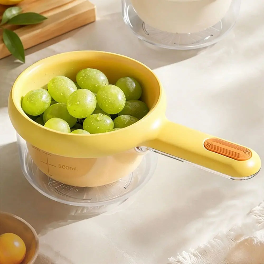 Double Layer Drain Basket 22cm Fruit Vegetable Washer With Water Catching Container - Yellow