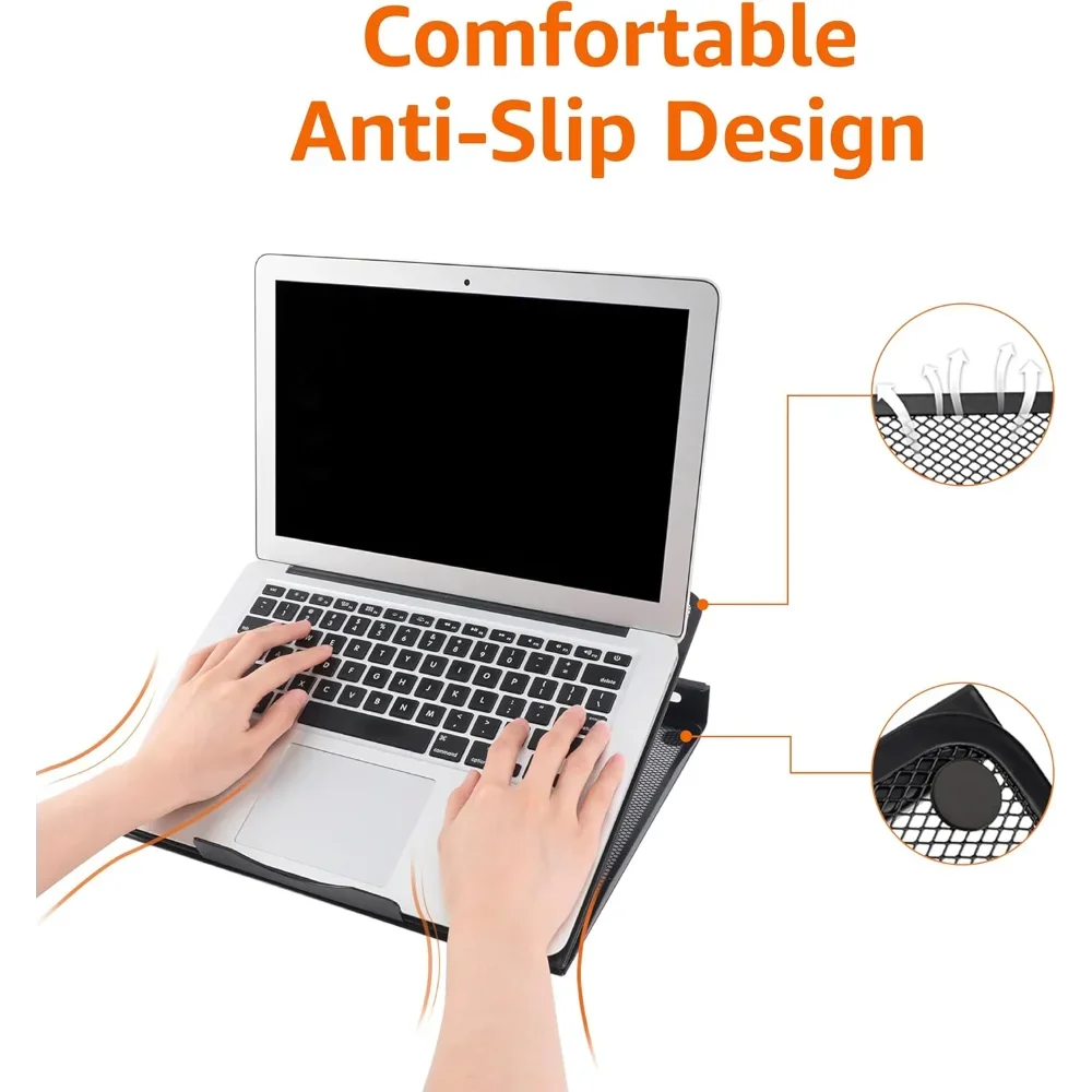 Adjustable Metal Mesh Laptop Stand Foldable Ergonomic Notebook Riser 10 to 17.3 Inch – Black
