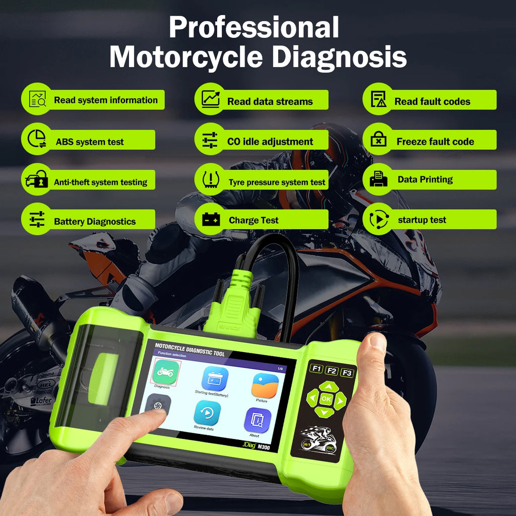 Motorcycle Diagnostic Scanner 5 Inch LCD Fault Reader ABS Engine Test Kit With Cable Set