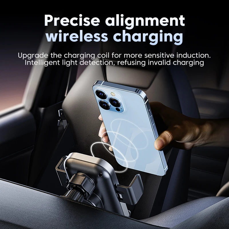 Car Phone Holder 15W Wireless Charging Intelligent Auto Clamp Air Vent Mount Adjustable Stand