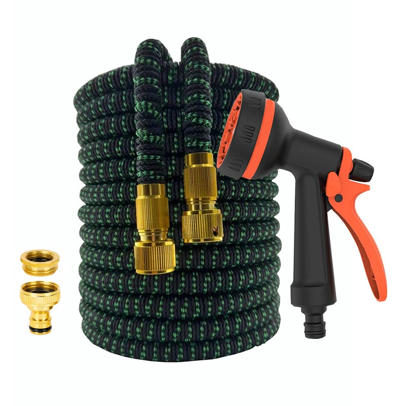 Expandable Magic Hose 30 meters – High-Pressure Car Wash & Home Garden Watering Pipe, Flexible, Anti-Abrasion, Rewindable - Black & Orange