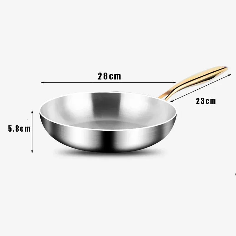 Frying Pan 28cm 316 Stainless Steel Chef Wok for Gas & Induction Cooking