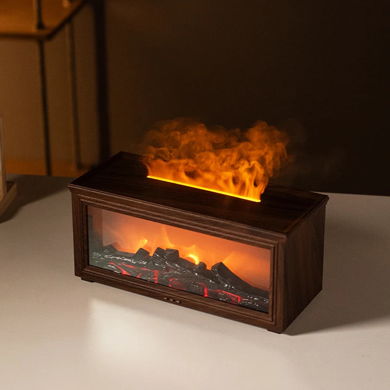 Flame Aroma Diffuser 7 Colour LED Essential Oil Humidifier Fireplace Mist Machine – White