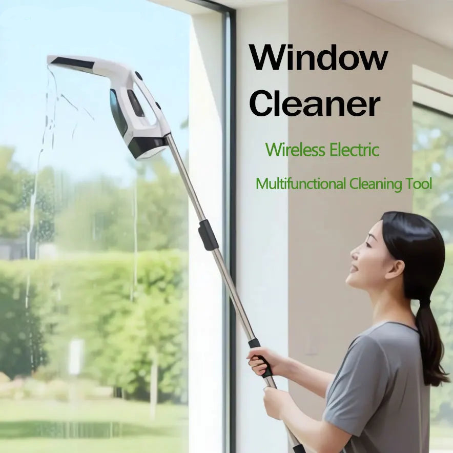 Multifunctional Electric Cordless Window Cleaner – White – Rechargeable Portable Glass Cleaning Tool - With handle