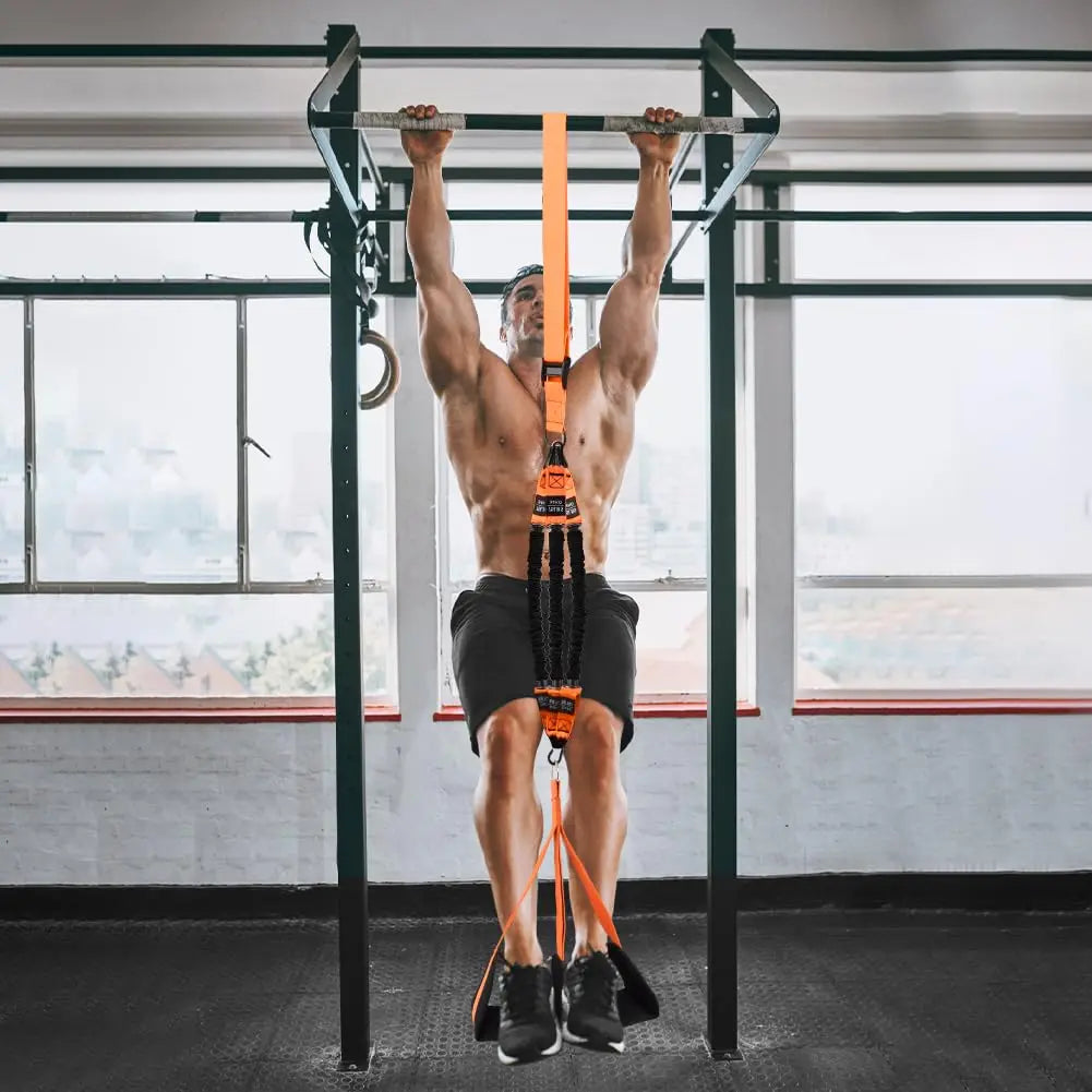 Pull Up Assistance Bands Set Adjustable Resistance Strap Training Kit Portable Workout System - Orange