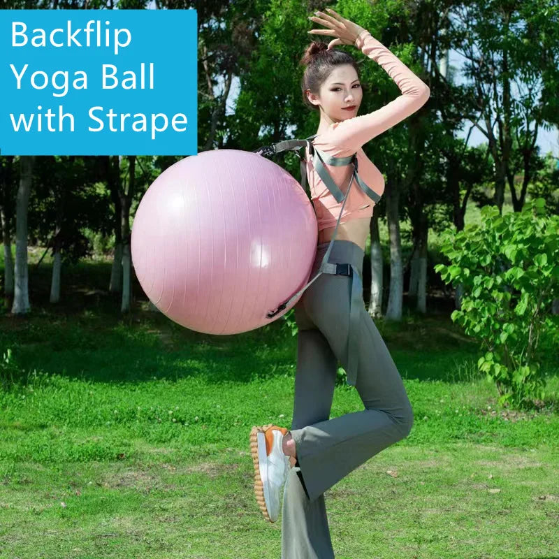 Yoga Pilates Ball PVC Exercise Ball 55cm with Strap Pump Massage Fitness Training Ball - Pink
