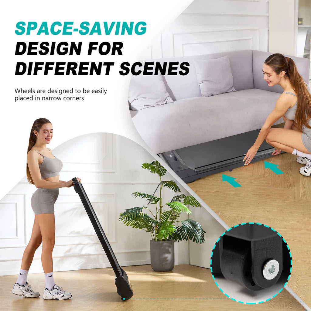 Treadmill 120kg Capacity Foldable Walking Pad with Bluetooth Speakers and Remote – Black